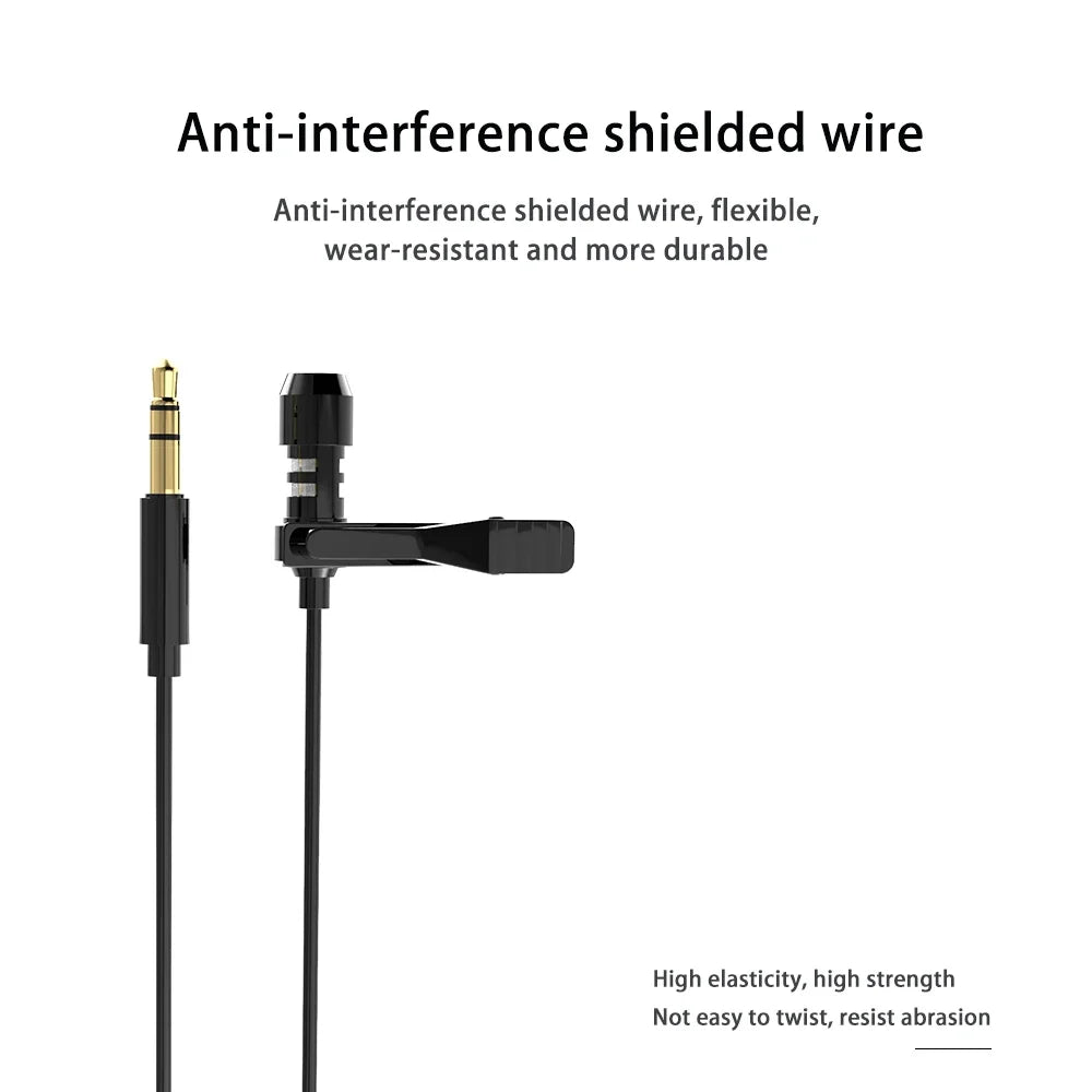 1.5m Mini Portable Lavalier Microphone Hands-free Condenser Clip-on Lapel Mic Wired USB 3.5mm Microfon for Phone for Laptop PC