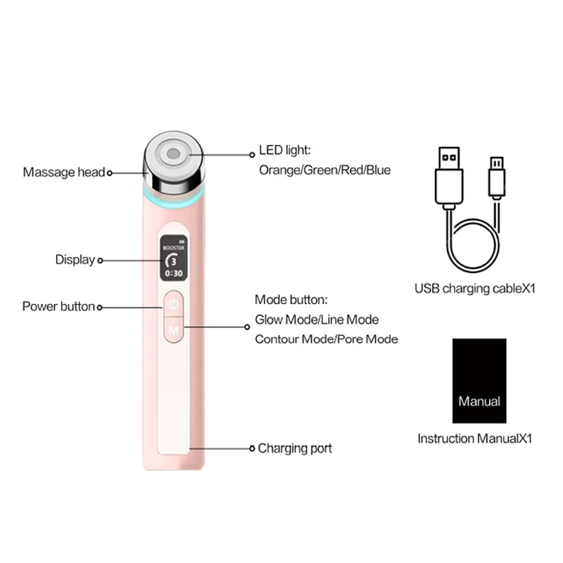 Multi functional four-color beauty device, with 4 Modes  Enhanced Absorption, Radiance, Elasticity, Facial Contouring,with 4 Mod