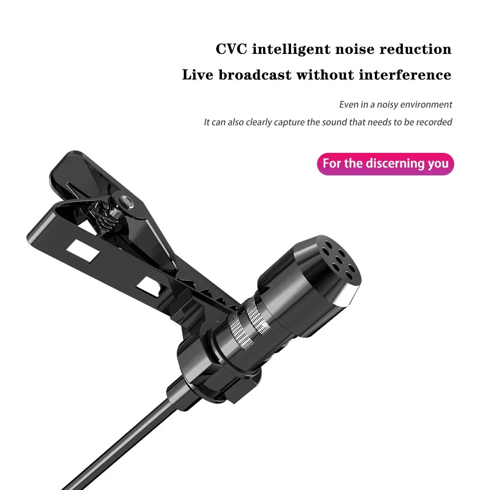 1.5m Mini Portable Lavalier Microphone Hands-free Condenser Clip-on Lapel Mic Wired USB 3.5mm Microfon for Phone for Laptop PC