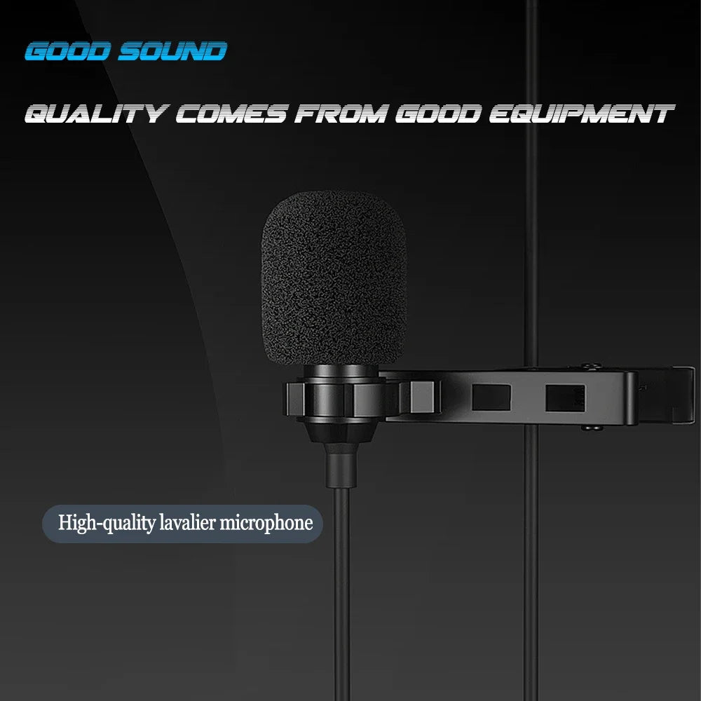 1.5m Mini Portable Lavalier Microphone Hands-free Condenser Clip-on Lapel Mic Wired USB 3.5mm Microfon for Phone for Laptop PC