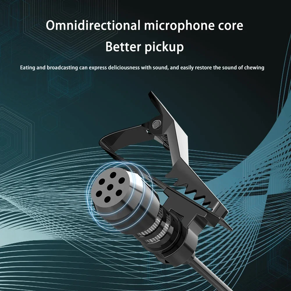 1.5m Mini Portable Lavalier Microphone Hands-free Condenser Clip-on Lapel Mic Wired USB 3.5mm Microfon for Phone for Laptop PC
